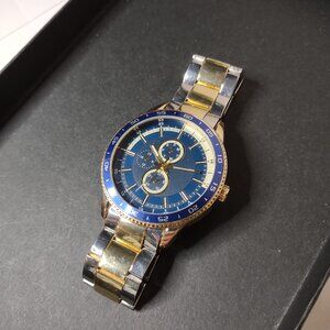 8 Inch Blue Watch With Two Tone Band